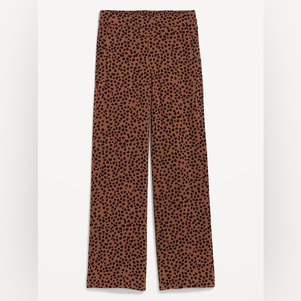 High-Waisted Playa Wide-Leg Pants Size L Old Navy Boho Casual Coachella Leopard